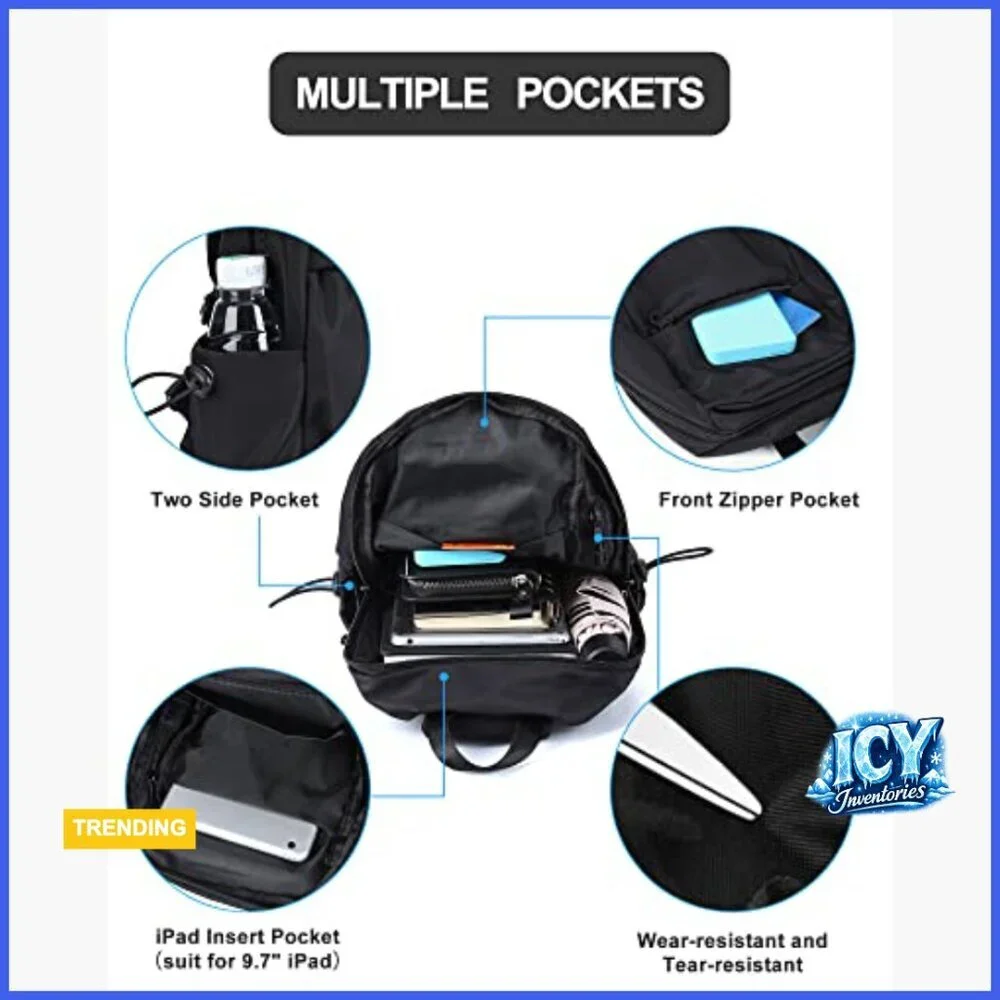 Lightweight Nylon Sling Backpack with USB Charger Port for Hiking Travel